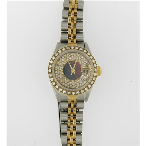 Beautiful Ladies Rolex two tone Date just watch with diamonds