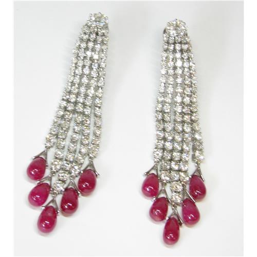 18k ladies diamond and ruby earrings
