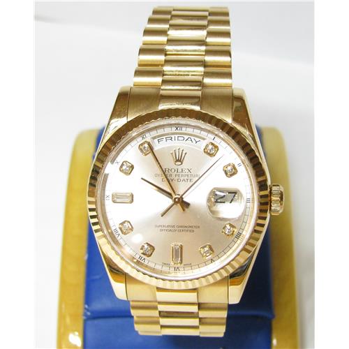 Men's !8k Rose Gold Rolex Presidential Watch - 118235 Factory Di
