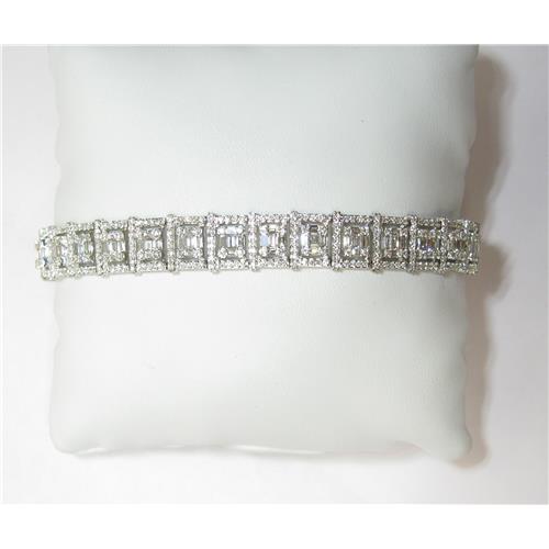 Signature Collection 14k White Gold 3-Stone Diamond Bangle Bracelet -  ELIBRC311BANGLE - SS ELIBRC311BANGLESS - Emerald Lady Jewelry
