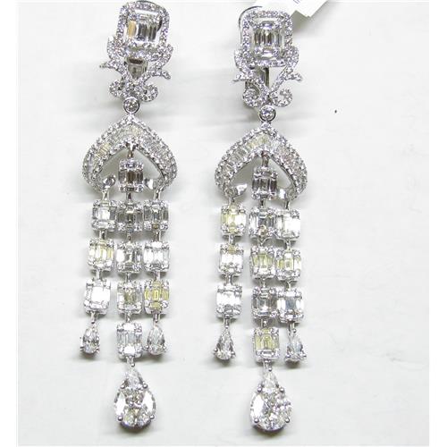 18K white gold chandaleer  diamond earrings